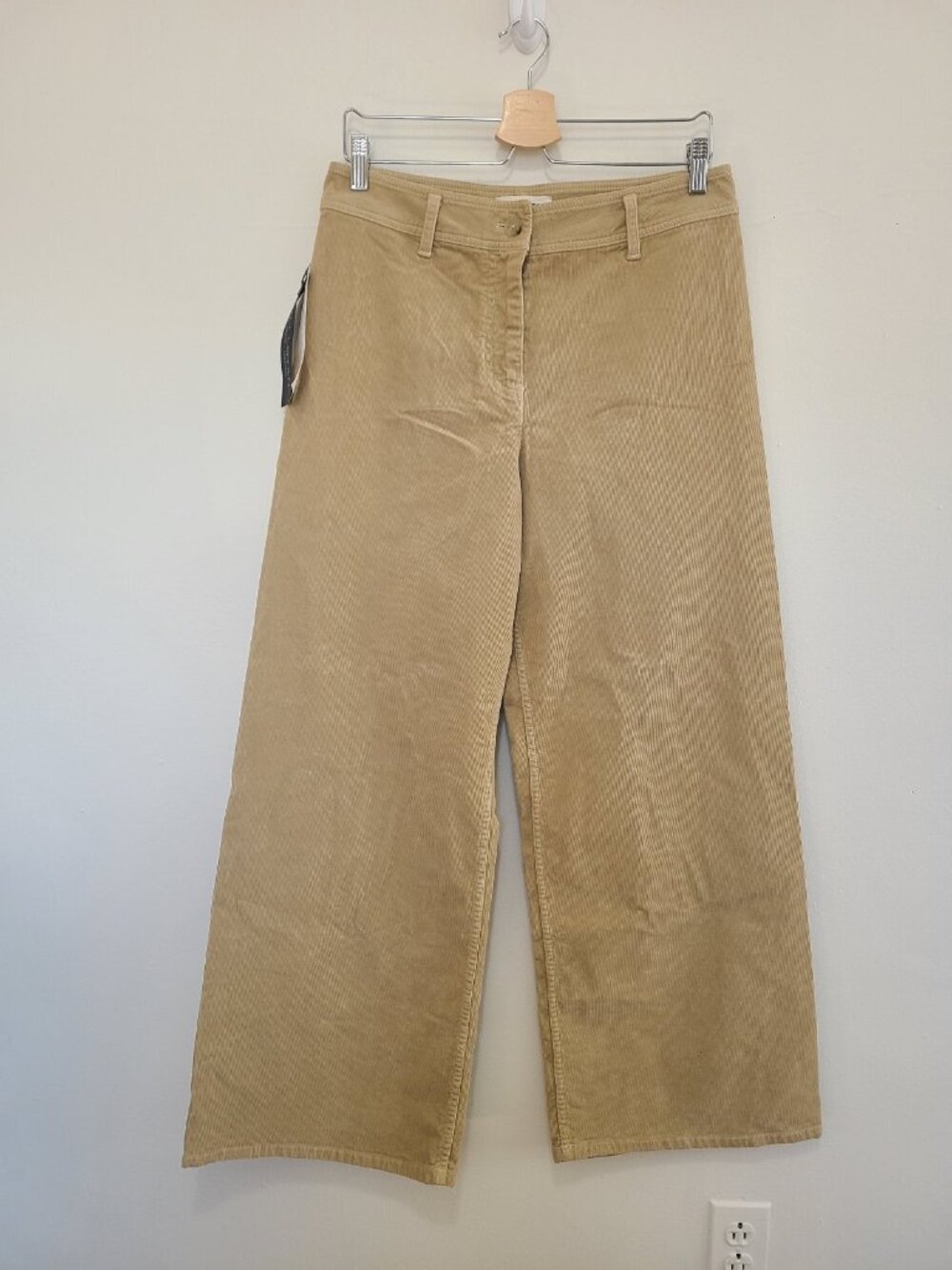 NWT Nili Lotan Megan Pant Sabbia Tan Wide Leg Corduroy size 8
